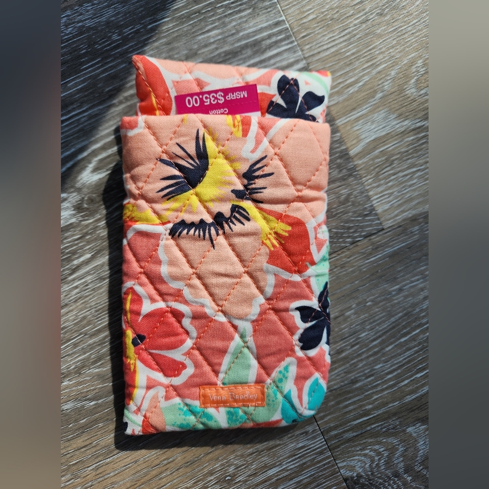 Vera Bradley Coral Mint Floral Quilted Eyewear Sleeve - Picture 6 of 6